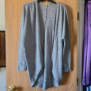 Gray Waffle-Knit Circle Hem Cocoon Cardigan